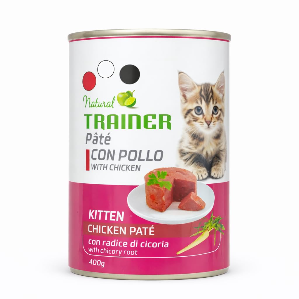 Trainer Cat Food Pate Can Adult Cat With Chicory Root - Made in Egypt (1 Piece - 400 Gram, Chicken Pâté with Chicory Root)