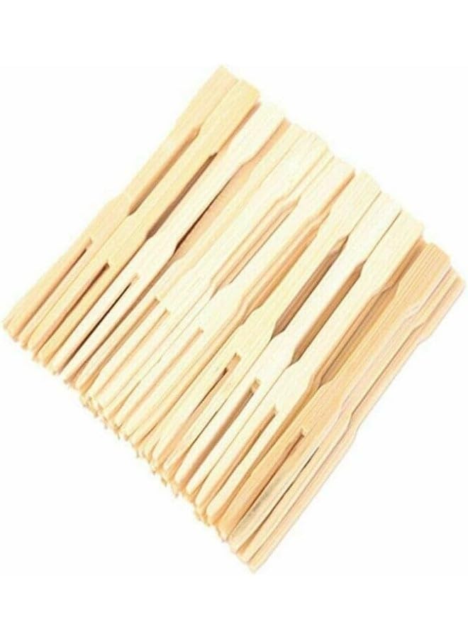 Plan A Bamboo Party Forks, 2 Prong Food Forks for Fruit and Cocktail Blunt | Small Wooden Cocktail Fork Perfect for Parties, Buffets, Tastings, Weddings, Baby Showers (50)