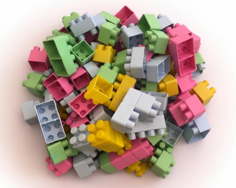 Colorful Building Blocks Cubes Set, 1Kg 170 Pieces, Multi-Color Stackable Construction Toy for Kids Ages 2+