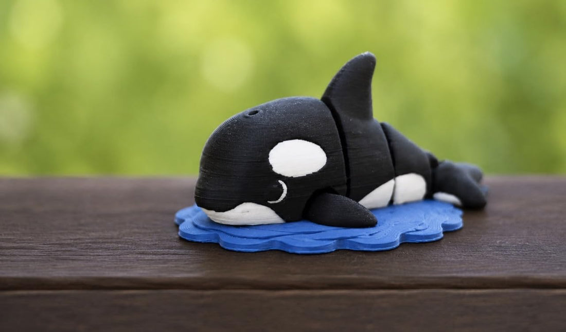 Downtown 3D Printed Orca Whale Desk Figure, Mini Ocean Decoration for Office, Shelf and Desktop Decor