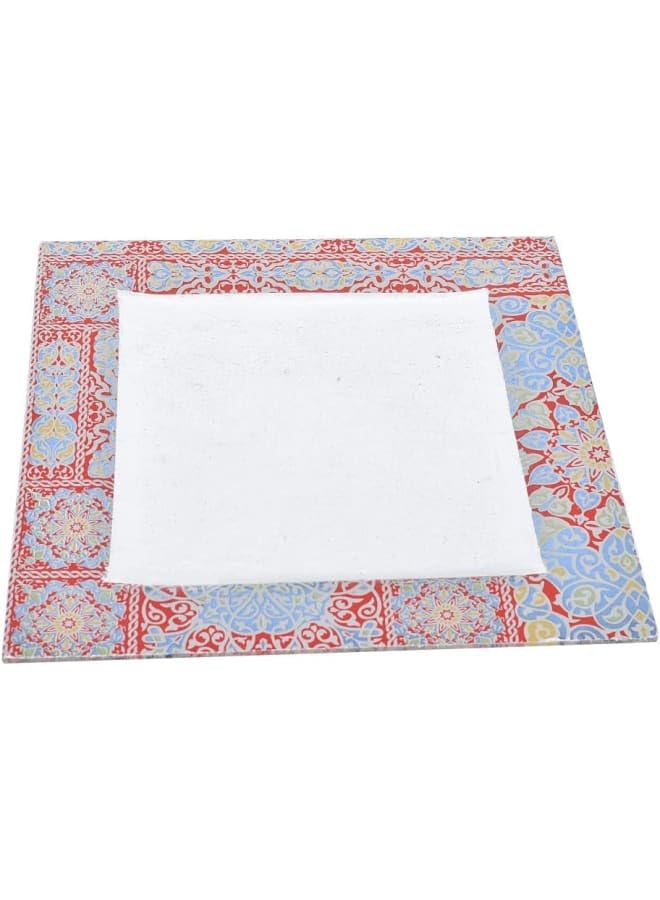 Rosa By Fathy Mahmoud High Quality Glass Square Serving Plate, 40 * 40Cm - Yameesh Red