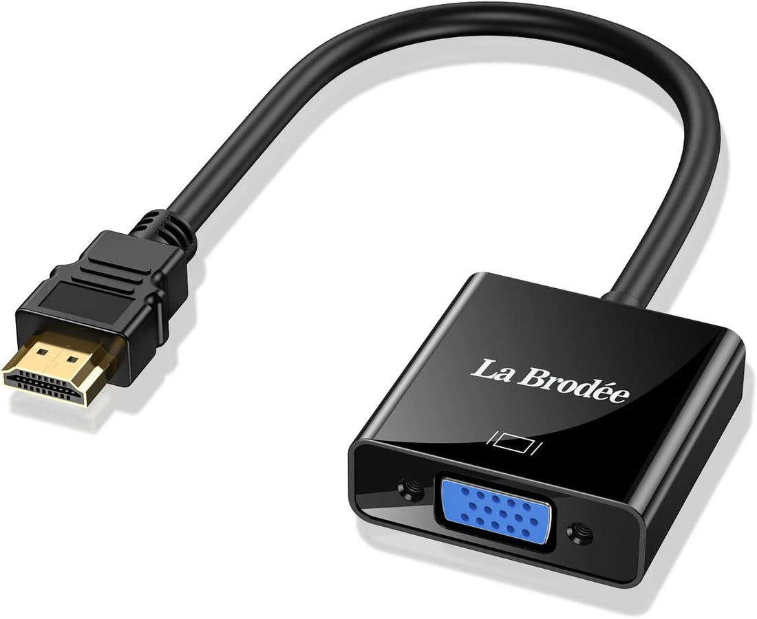 HD to VGA, 1080PHD to VGA Adapter Male to Female Gold-Plated Adapter for Computer, Laptop, PC, Monitor, HDTV, Digital to Analog Converter Cable for Xbox 360, PS3, TV Box to Projector Displayer (Black)
