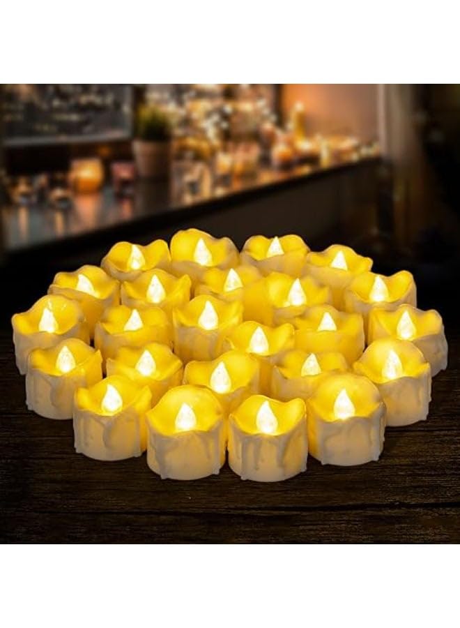 24 Pack LED Timer Tea Lights Battery Operated Flameless Flickering Electric Timer Candles