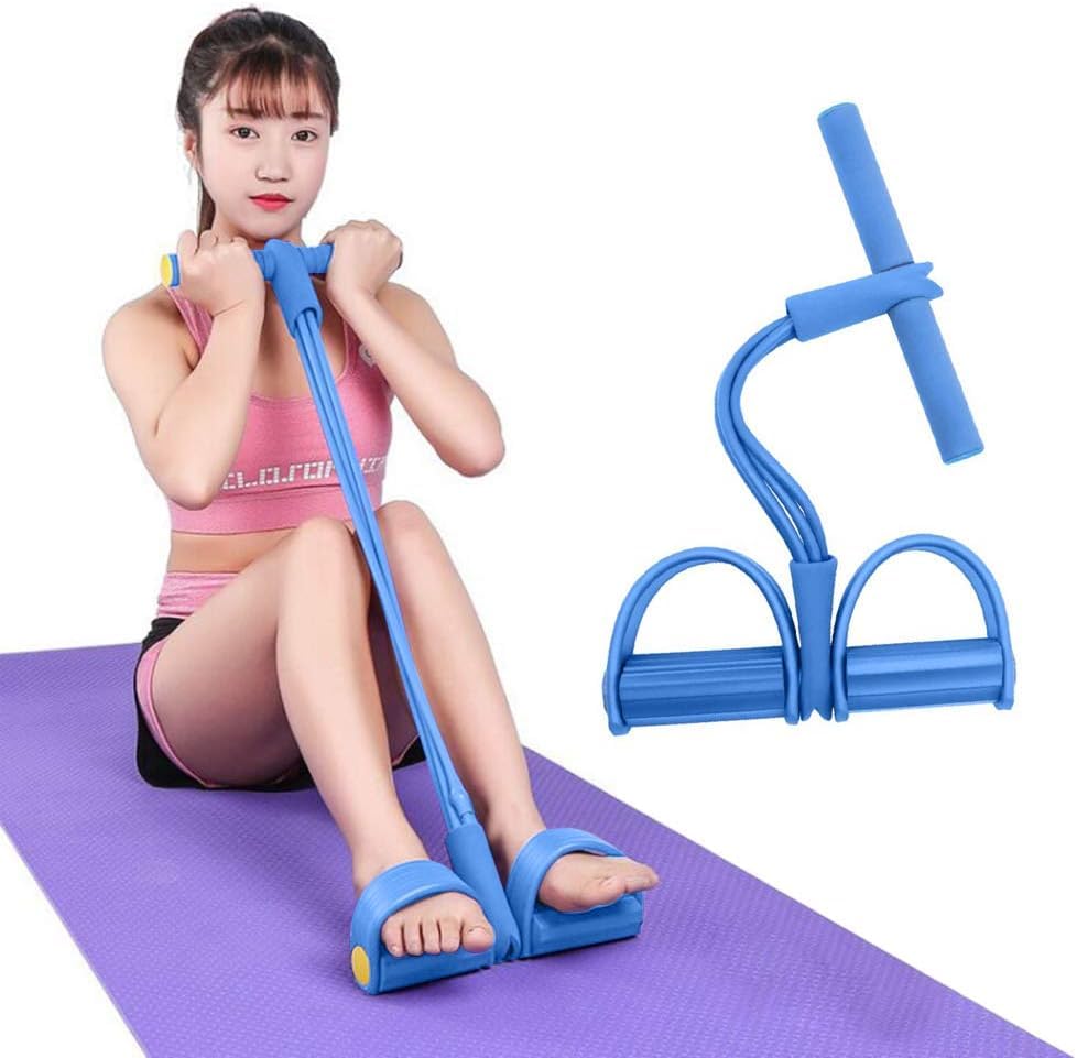 Pedal Resistance Band, 4 Multifunctional Yoga 4-Tube Tension Ropes, Ideal Exercise Equipment for Abdomen, Waist, Arm, Slimming Training, Leg Extension