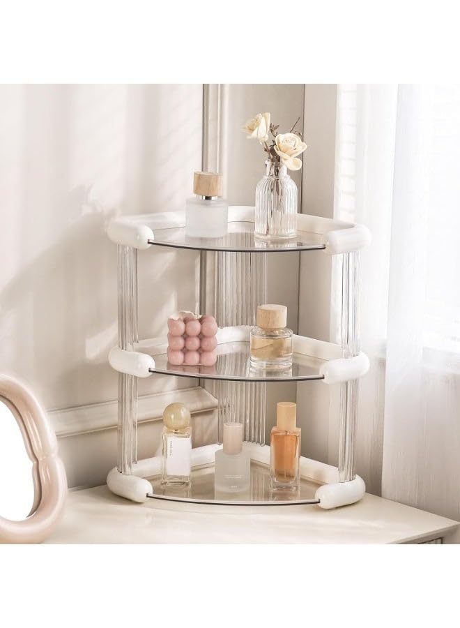 3-Tier Corner Shelf Organizer for Cosmetics and Perfumes – Elegant Modern Design