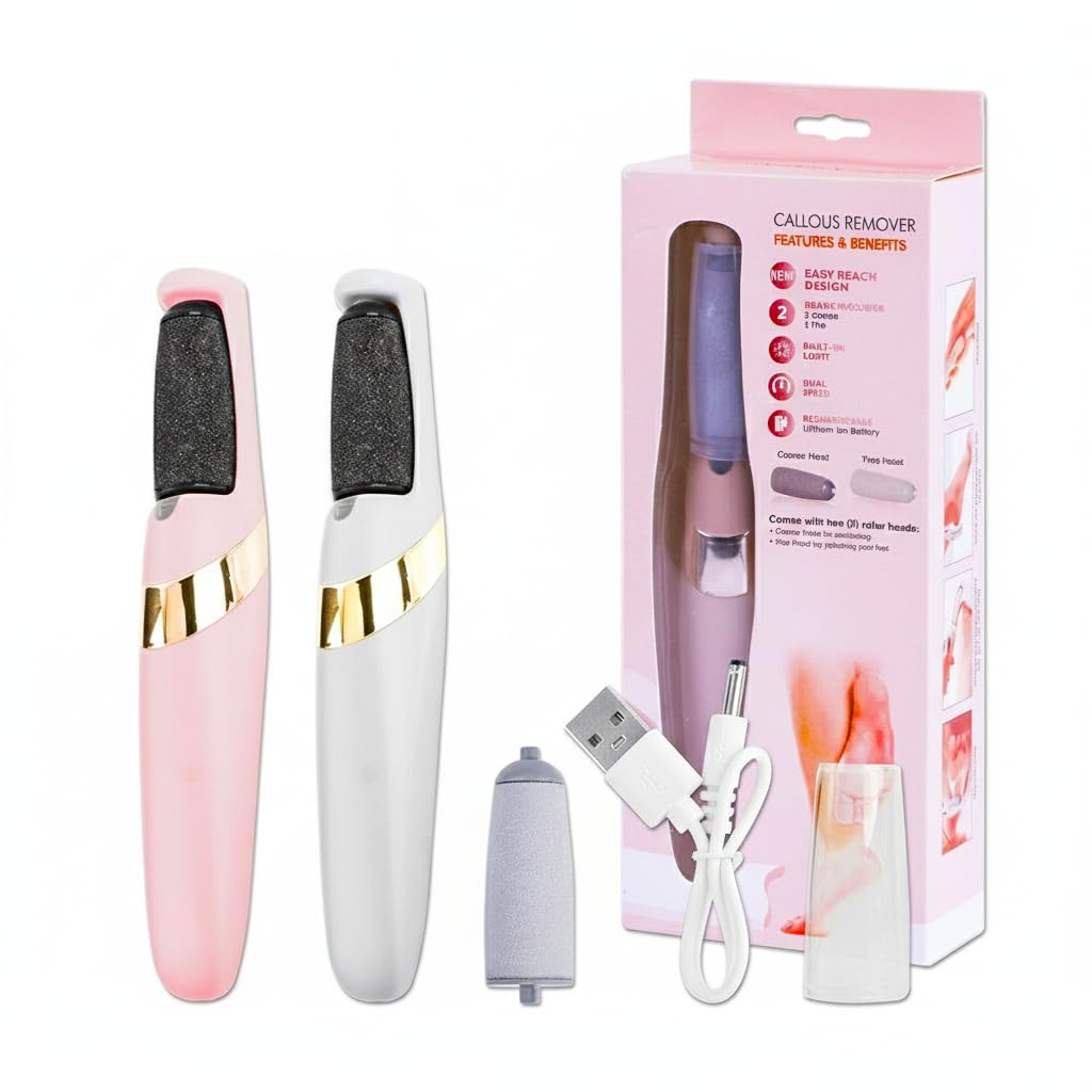 Electric Foot File Callus Remover, Professional Pedicure Callus Remover with Built-in LED Light, Waterproof, Rechargeable Battery, Perfect for Soft Heel and Foot