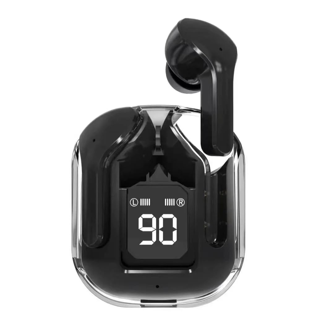 Air39 Pro or Air31 Pro Bluetooth Wireless Earbuds, Luminous Clear Charging Case, Colorful LED Digital Display, V5.3 Technology, Black or White, Multicolor