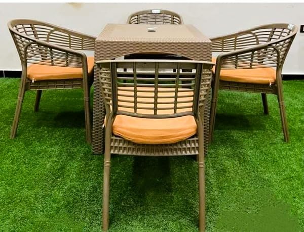 Set of 4 Crystal Chair and High Table for Garden and Home (beige)