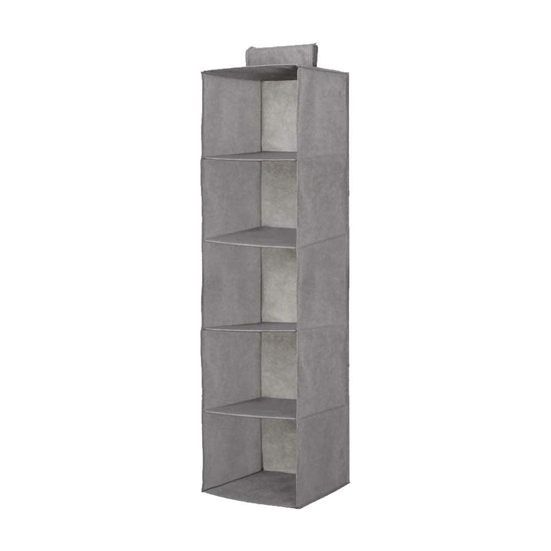 Circle M 5-Shelf Hanging Closet Organizer, Foldable Cupboard Storage with Easy Fastening Strap, Space-Saving Clothes & Shoe Rack, Grey, 30x30x100 cm - 1 pc