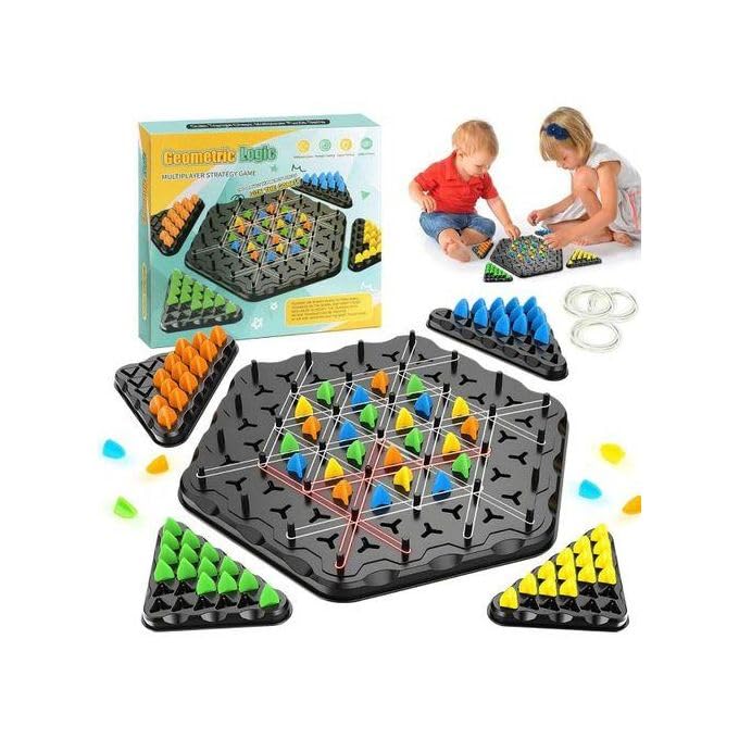 Wonka Chain Triangle Chess Game – Triggle Rubber Band Strategy Board Game, Family Territory Capture, 2 to 4 Players, Ages 3+ (لعبة شطرنج المثلث)