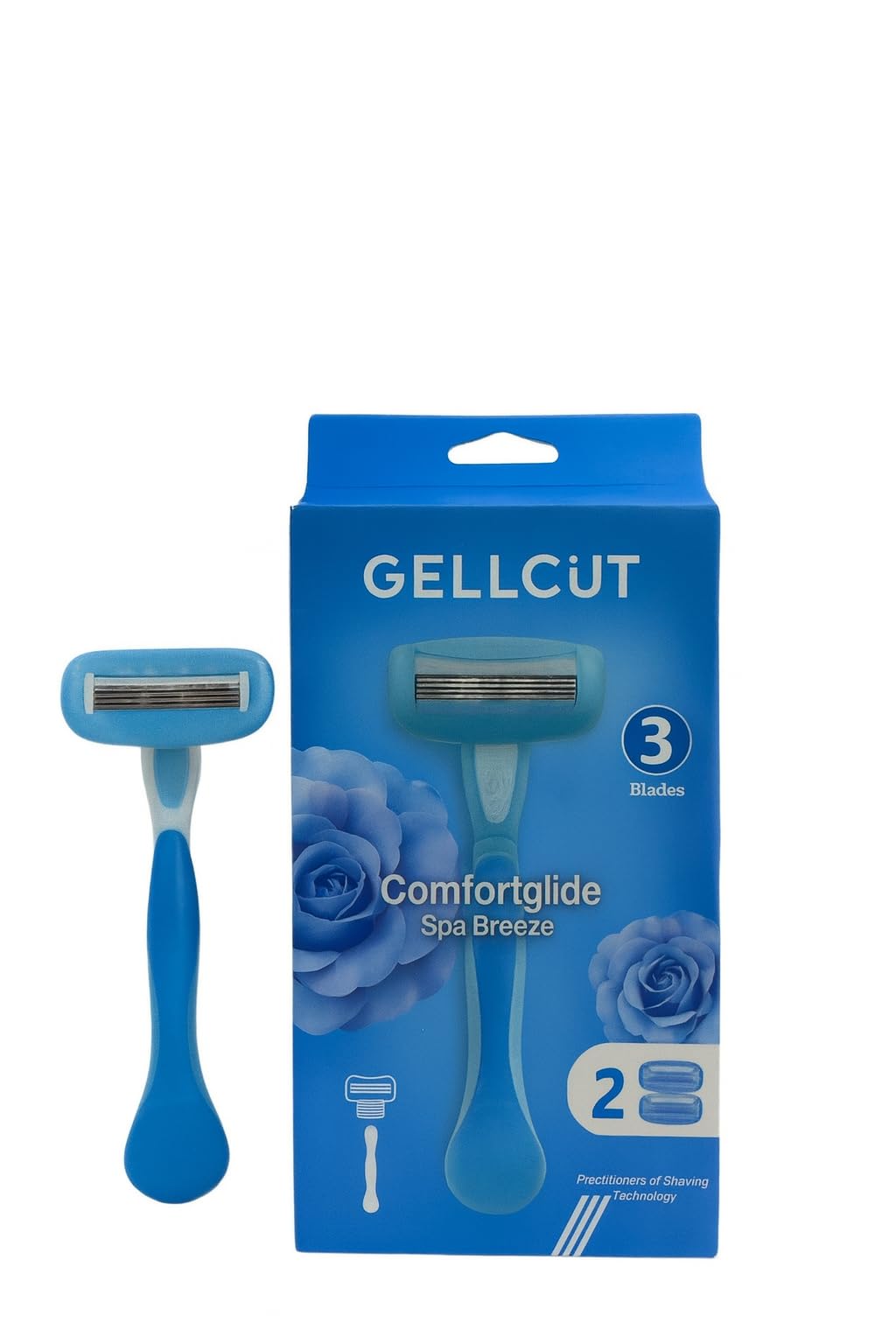 Comfortglide Spa Breeze 3-Blade Razor, 2 Cartridges, Blue