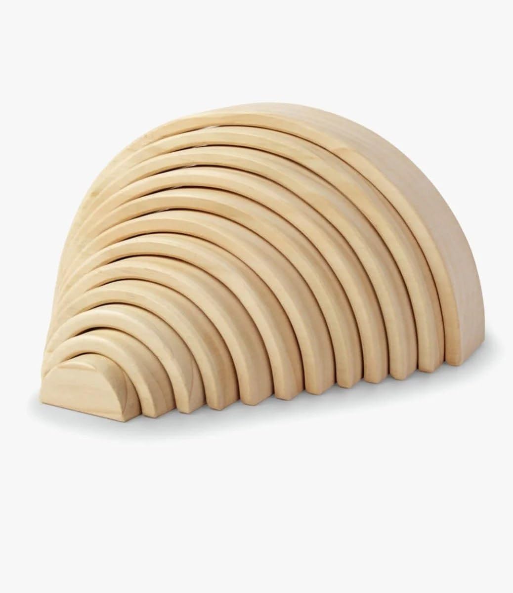 Woldorf Natural Beech Wood Rings Montessori Children's Toys for Creativity and Learning (12 Rings, Wooden)