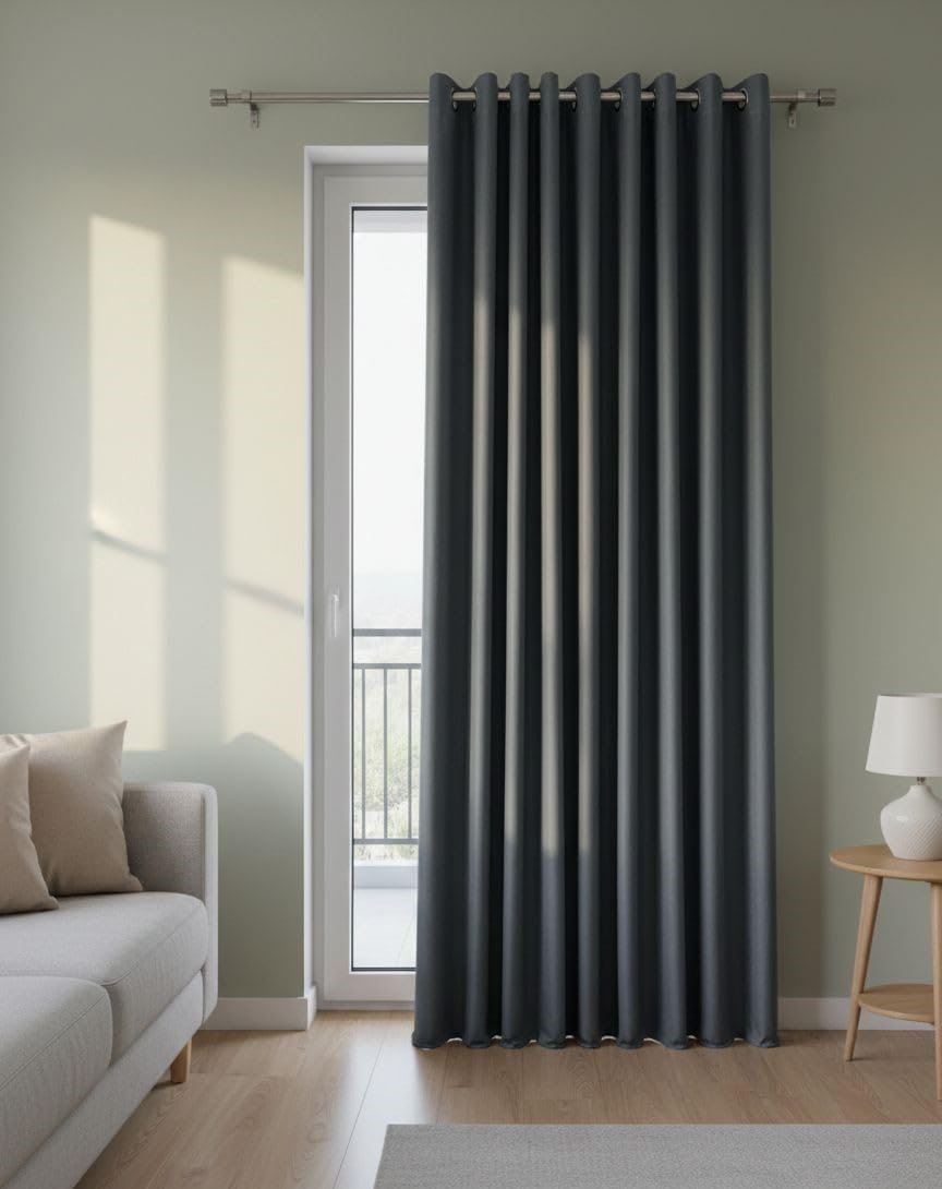 Luxury Curtains - Imported Hammer Fabric - Elegant Curtains - Grommets - Soft Velvet Texture - 250W x 280L CM (Grey)