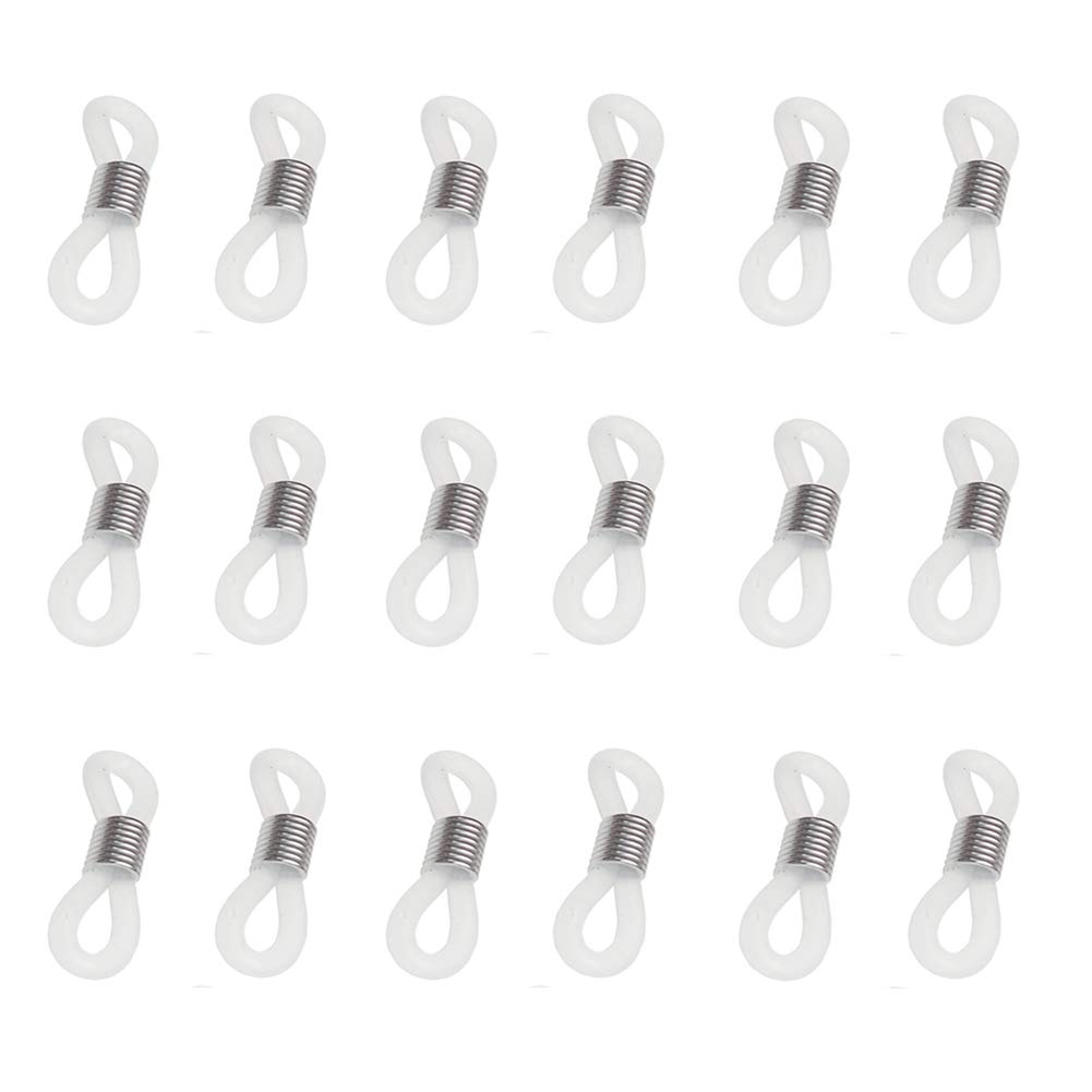 20 Pcs Eyeglass Chain Ends Anti-slip Silicone Ends Retainer Connector Holder for Eyeglass Chain Holder Necklace Chain Strap Sunglasses Cord Neck Strap Holder (Translucent White)