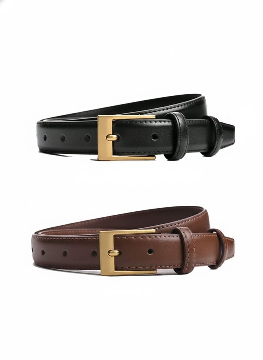 SHEIN-2pcs Versatile Decorative Women's Belt, Elegant & Fashionable For Women To Wear With Jeans, Casual Pants, Suits And Dresses