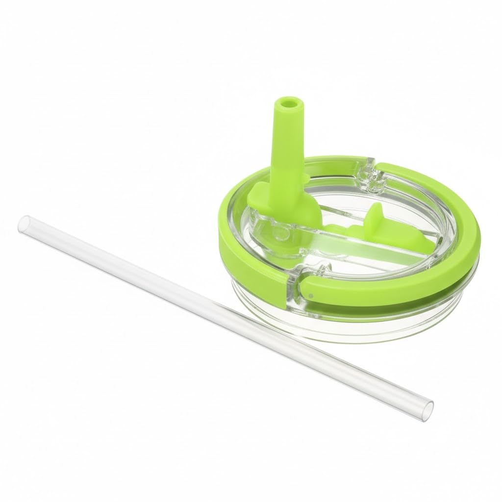 OVA Tumbler Flip Straw Lid Replacement Compatible with StanleyLeak Proof Spill Resistant Reusable Tumbler Lid Cover with Flip Straw Design (Lime Green)