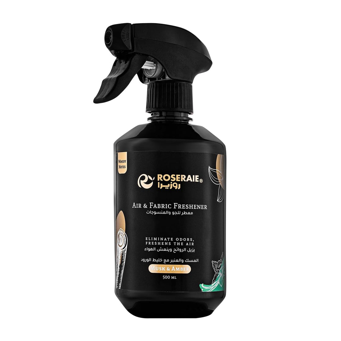Roseraie Air & Fabric Freshener Spray Musk & Amber Black - 500 ml