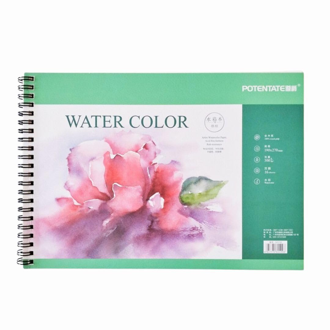 Aristo A5 A5 Spiral Water Color 16 Sheet Sketch Book 300g Green for Acrylic Gouache Watercolor