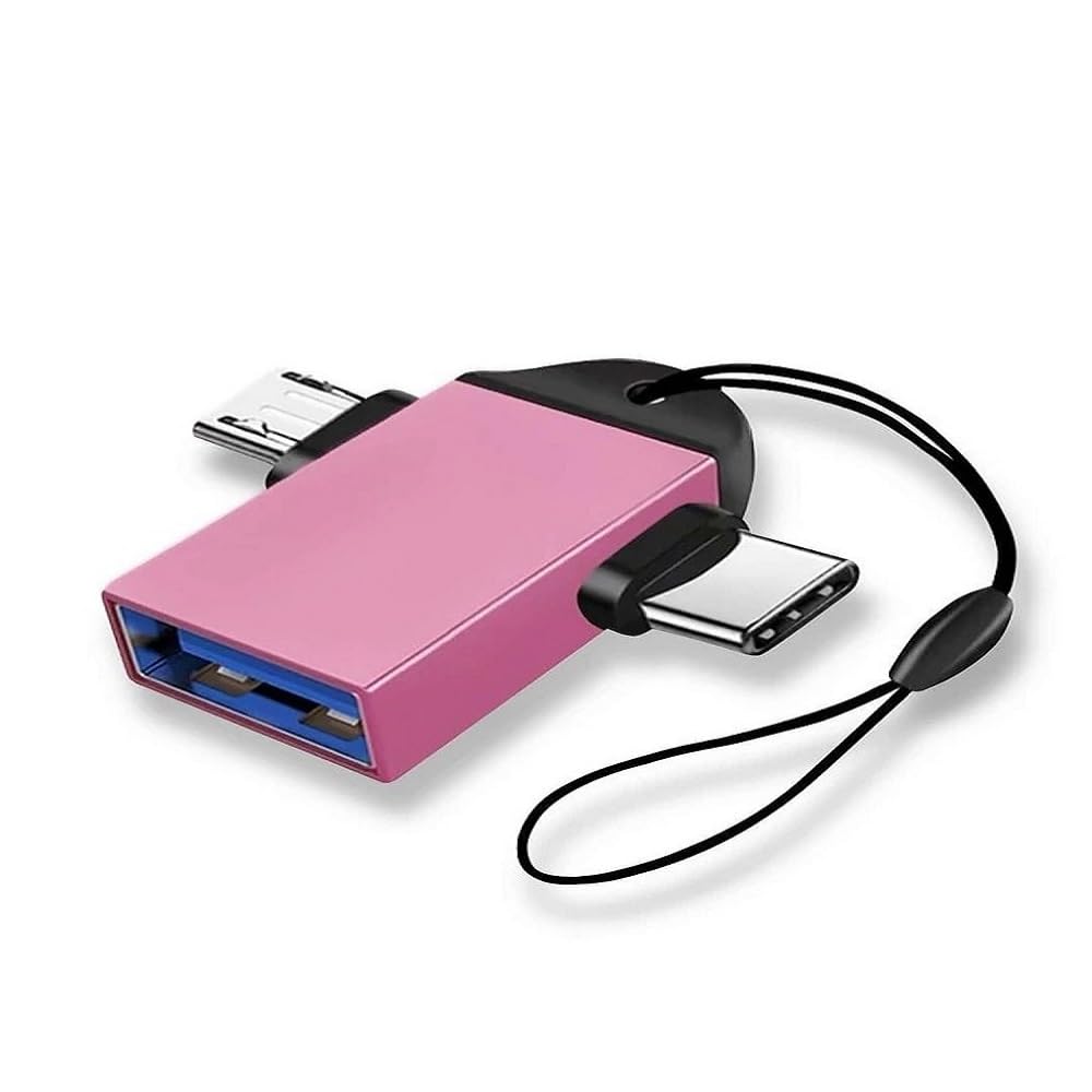 Generic 2 in 1 OTG Adapter, USB 3.0 Female to Micro-USB Male and Type-C Male Connector Aluminium High Speed Data OTG for All Type-C Smartphone & All Android Mobiles
