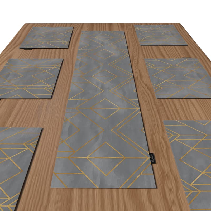 ART MOOD HOME Canvas Grey Gold placemats set Grey * Gold 45L x 30W CM
