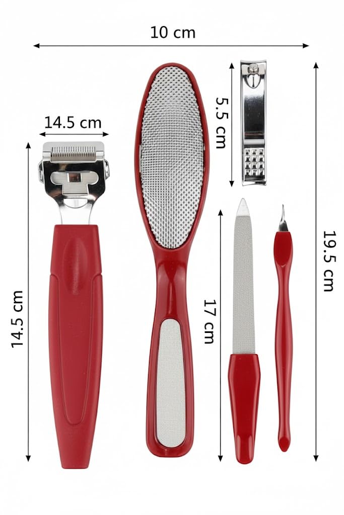 Pedicure Tool SET -5PCS Foot Scrubber Brush Foot File Callus Remover with Foot Rasp, Pumice Stone, Nail Cleaning Brush and Sand Paper for Dry +with10 Pieces Callus Shaver Blades (MULTI COLOR)
