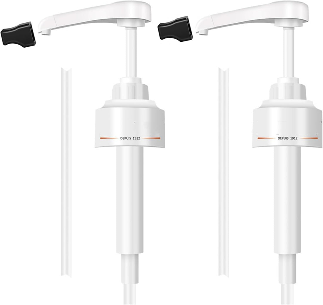 Artio 2Pack Syrup Pump, Compatible with 700ml 750ml 1l Glass Glass Bottles of MONIN Syrup, Tip Cover Included, Suitable for MONIN Syrup (White, 10ML)