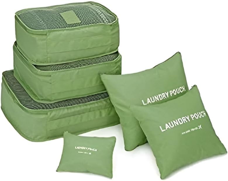 Circle M Travel Packing Cubes 6-Set with Shoe Pouch Green for Eco-Friendly Travel