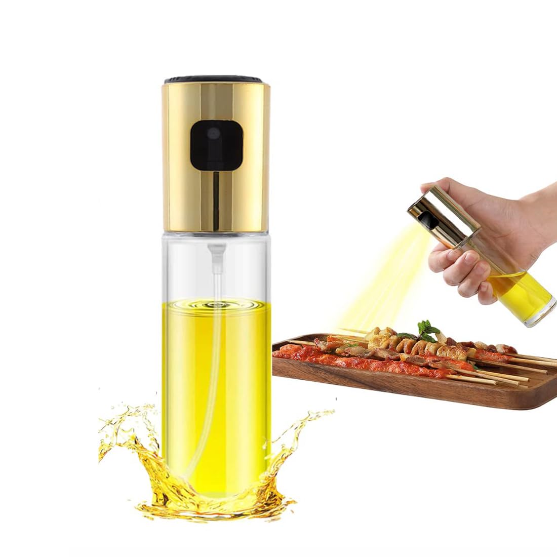 100ml Olive Oil Sprayer Dispenser for Cooking, SYOSI Food-Grade Glass Oil Spray Bottles, 2 Pack Kitchen Olive Oil Mister Dispensers for Air Fryer BBQ, Salad, Baking, Roasting, Grilling, Frying