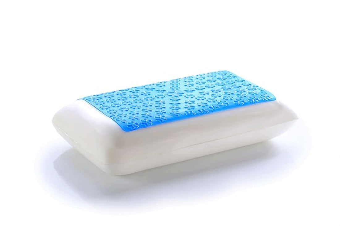HT Medical Bed Pillow Classic Memory Foam Flat Cooling Gel Neck Orthopedic Pillow with Removable Washable Cover (White)