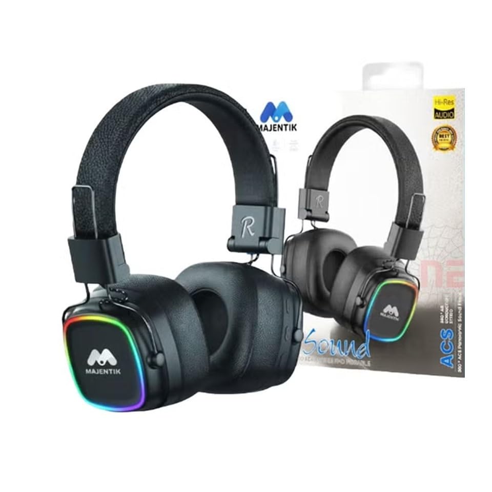 MH003 Next store Wireless Over-Ear Headphones Bluetooth 5.0 Gaming Headset with RGB Lighting, Built-in Mic and AUX Support for iPhone 15 Samsung S24 Ultra PC