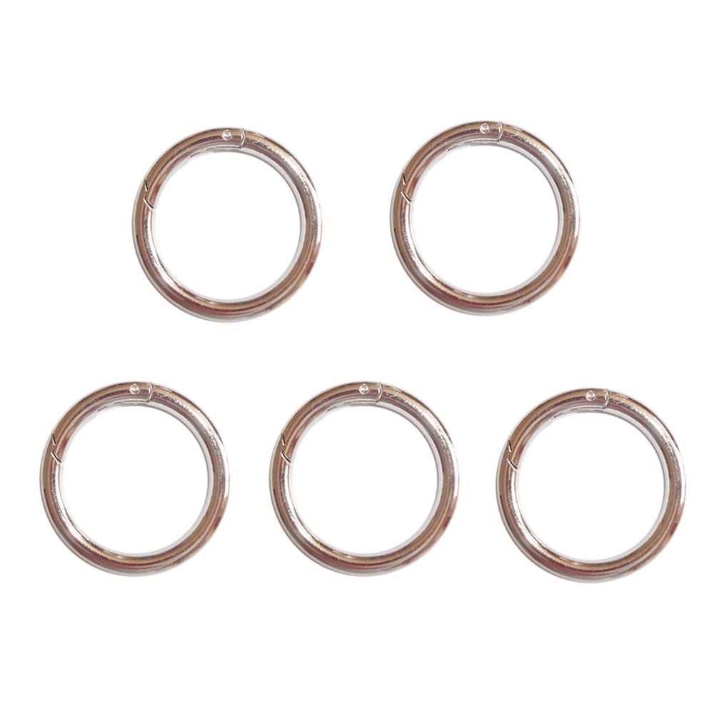 Sturdy Alloy Spring O Ring,Spring Clip Round Carabiner,Metal Circle Trigger Rings Firm Clasp Snap Hook Key Ring Buckle Fastener,Outer Diameter 1.55", Pack of 6