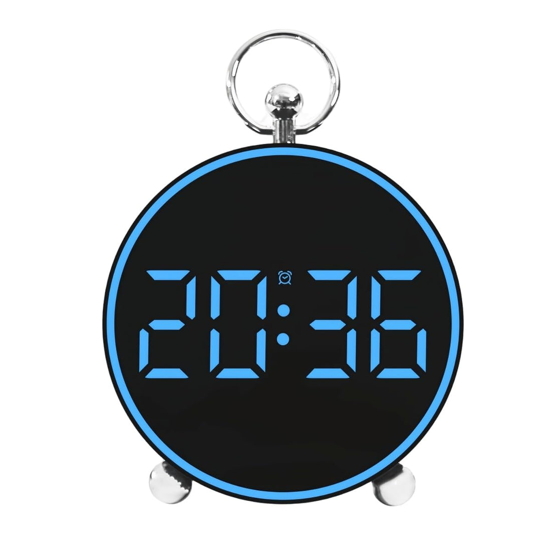LED Digital Alarm Clock with Date, Temperature, Snooze, Voice Control, Dimmer, Wall/Table Mount, Compact and Lightweight, Family (Blue)