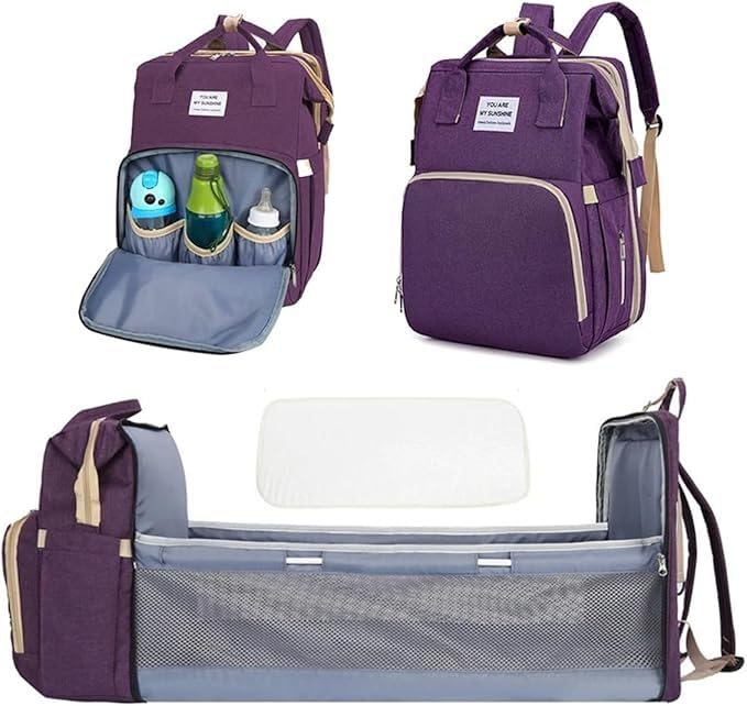 Waterproof Travel Diaper Changing Backpack Portable Large Storage Capacity Baby Care Handbag with Baby Bed All in One