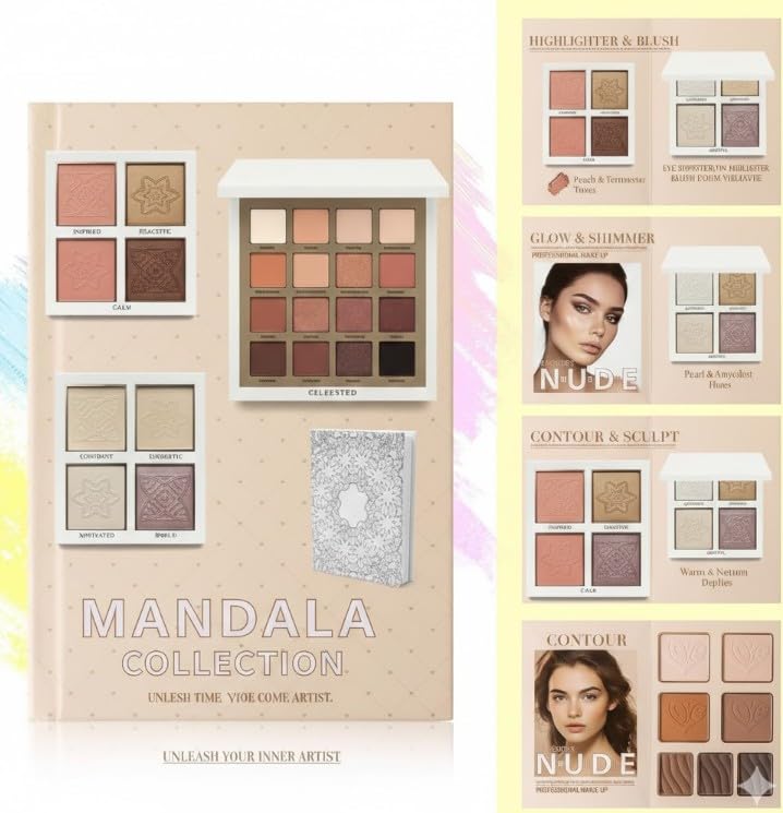 Makeup Book Palette, Multi-Color Folding Three-Layer Book Makeup, 4 LAYERS Eyeshadow Palette Colorful, Eye Shadow, Long Lasting Eye Shadow -CONTOUR PALETTE Pallet Kit