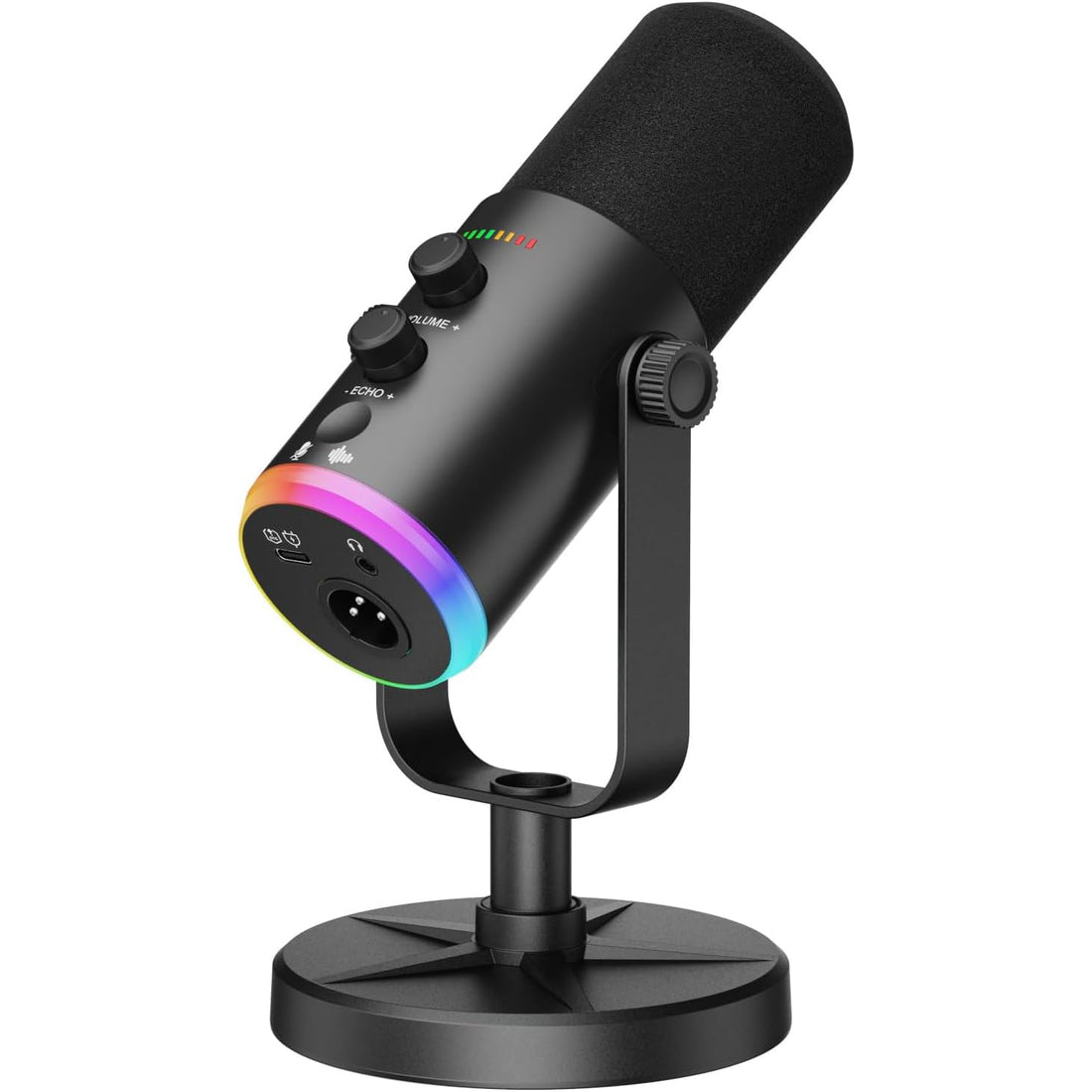 YU7 Dynamic USB/XLR Microphone for PC & Gaming – RGB Podcast Mic with Noise Reduction, Touch Mute, Real-Time Monitoring & Gain Control for Streaming, YouTube, Twitch, Discord, Podcast & Recording