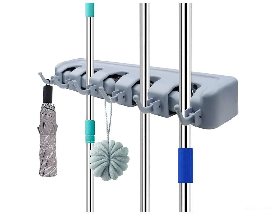 Broom Holder Wall Mount Broom Organizer Mop Holder Hanger Garden Tool Organizers Storage Rack Garage Laundry Room Organizations and Storage with Hooks Heavy Duty