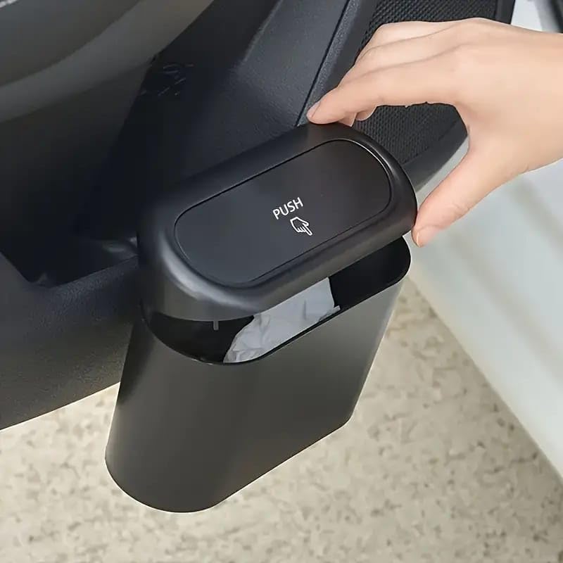 Mini Car Trash Can with Lid Holder Organizer Multifunctional Foldable Hanging Leak Proof Trash Can for Cars, Homes, Offices (Black)