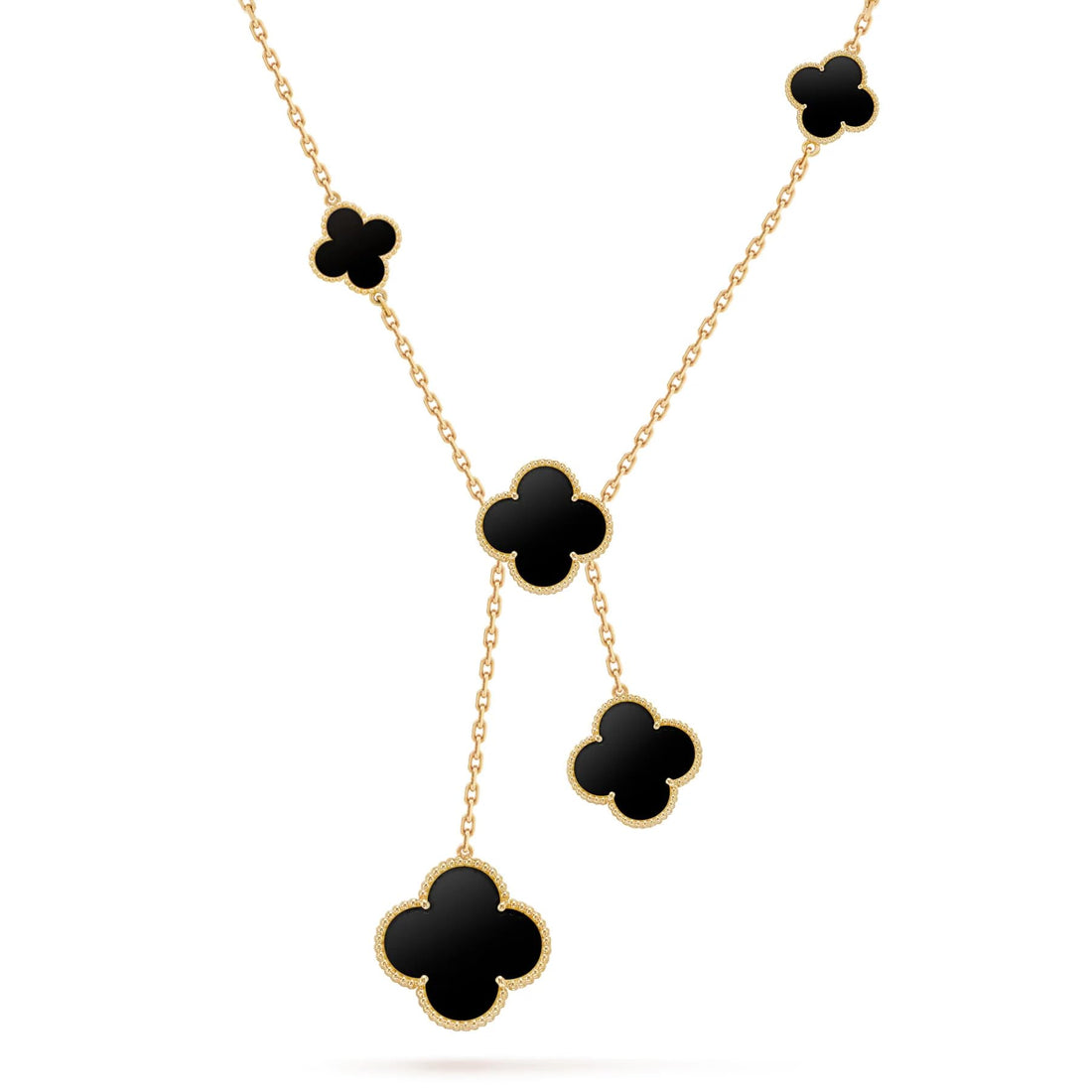 Julia Store 18K Gold Plated Stainless Steel Love Trendy Luxury Simple Lucky Four Leaf Link Multi Charm Clover Choker Necklace for Women Necklace Jewelry Gifts for Women - Black