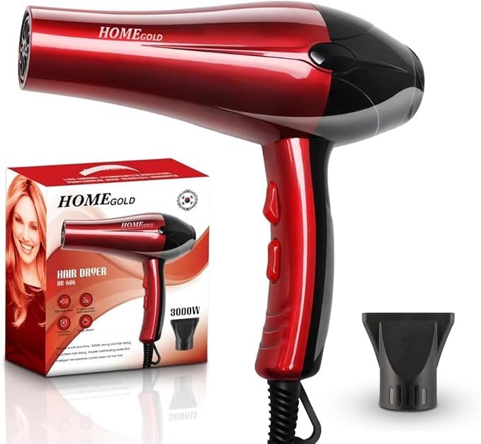 Hair Dryer 3000W - Ionic Blow Dryer with Multiple Heat Settings, Fast Drying, Overheat Protection, Lightweight Hair Styling Tool for Women & Men HG-686