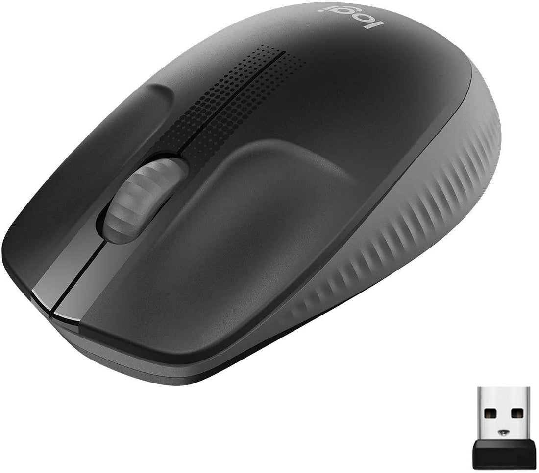Logitech Wireless Mouse M190, Full Size Ambidextrous Curve Design, 18-Month Battery with Power Saving Mode, USB Receiver, Precise Cursor Control + Scrolling, Wide Scroll Wheel, Scooped Buttons - Black