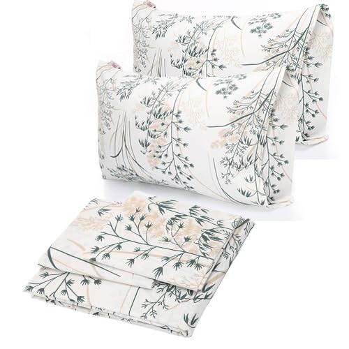 Fitted bed sheet set 3pcs, 180 * 200 cm + 2 Free Pillowcases, Breeze green design