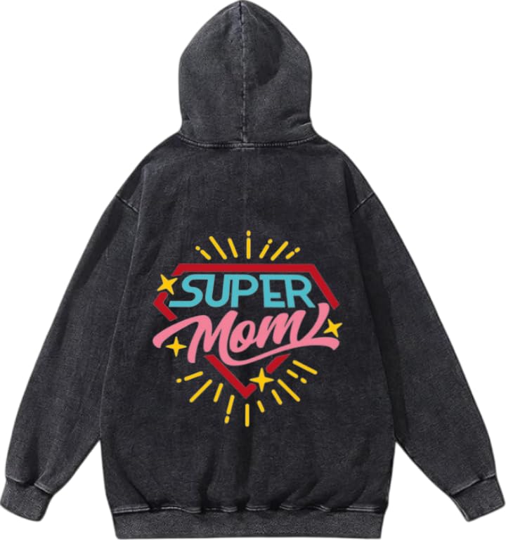 SUPER Mom Mom dad parents Hoodie Washed 11