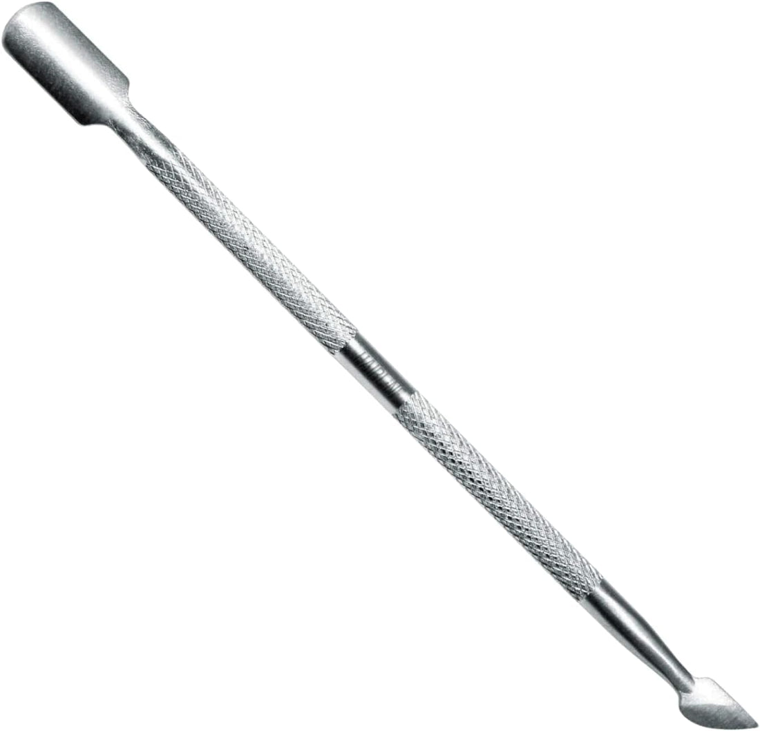 Double-Ended Stainless Steel Cuticle Pusher and Spoon Remover Tool – Dual-Head Nail Care Manicure Tool for Cleaning, Pushing Cuticles & Nail Art Maintenance