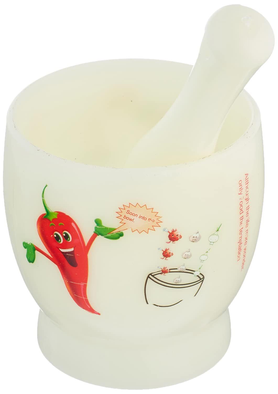 Printed Plastic Mortar and Pestle - Light White