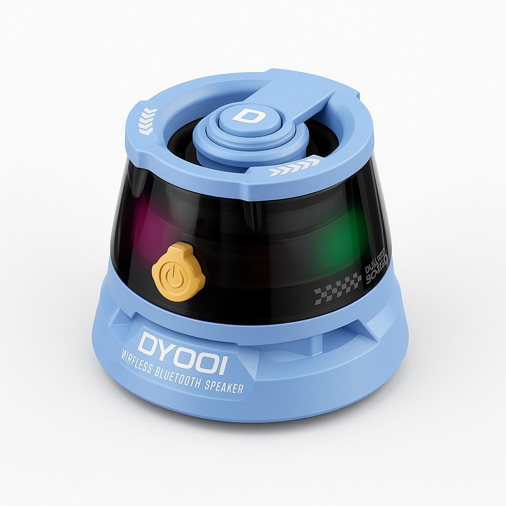 DY200 Mini Magnetic Bluetooth Speaker – Portable Wireless Speaker with RGB LED, Phone Stand, Deep Bass, Rechargeable Battery, Compatible with Android, iPhone & All Bluetooth Devices (Sky Blue)