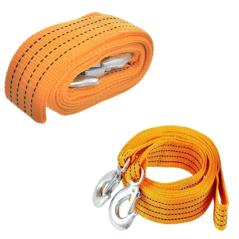 Car Tow Rope, High Strength, for Truck and Car, Heavy Duty, Road Recovery, Tow Strap, Car Insurance Accessories (Orange, 4 Meter, Bearing 3 Ton) - by KaberTrade