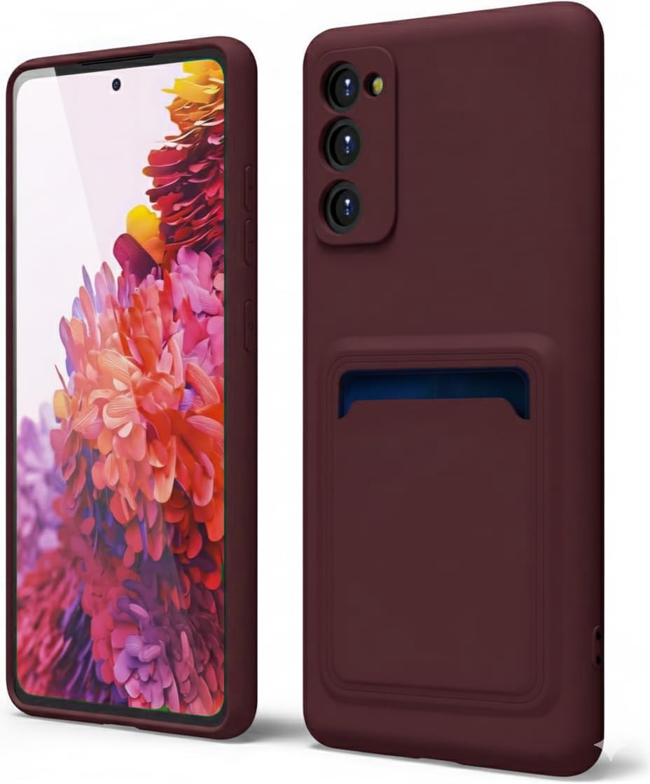 Soft Silicone Case Cover with Card Holder Compatible with Samsung Galaxy Note 10 Soft Fashion Design Wallet Case (Maroon Red)