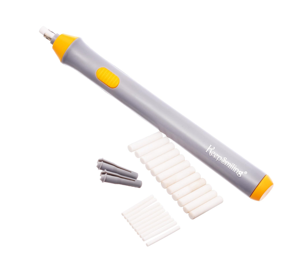 Keep Smiling Electric Eraser Set - Round, Plastic Compound, Long Lasting, Eco-Friendly Material - Office Products