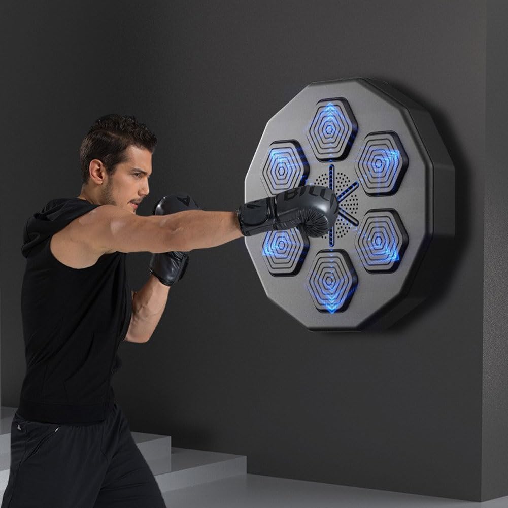 Electronic Musical Boxing Machine with 6 Lights and Bluetooth Connection, Wall Boxing Target Training and Strength Tester