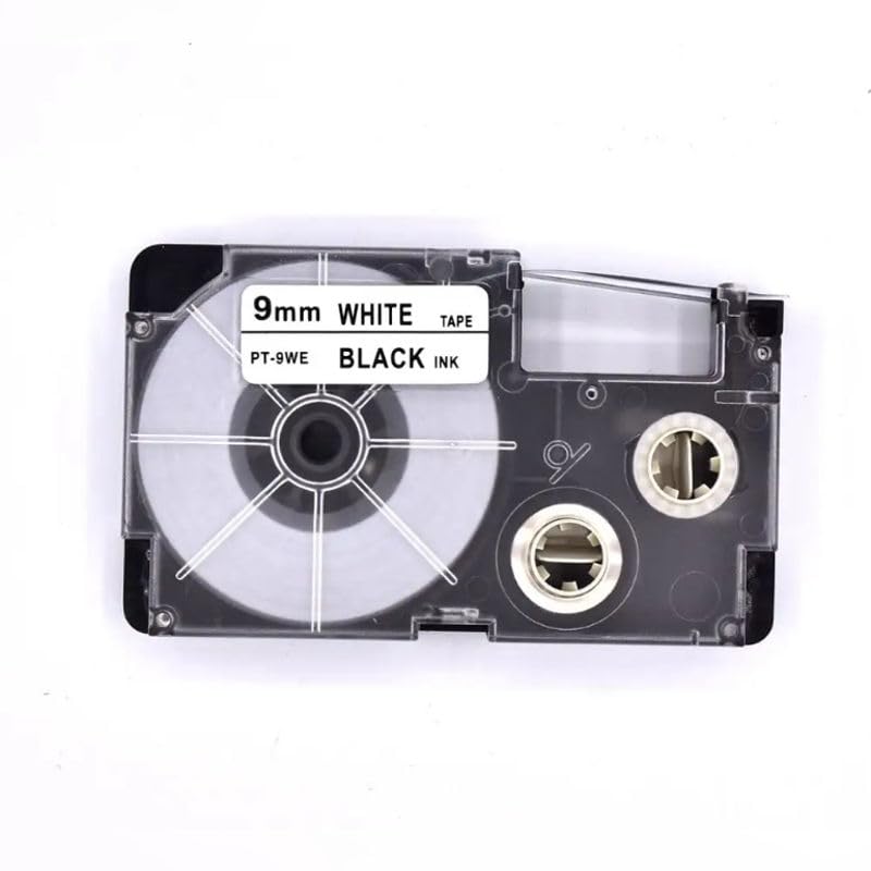 Compatible Tapes 9mm Black on White PT-9WE Label Tape Cartridge for EZ Label Printer-CASIO